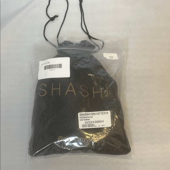 Revolve SHASHI Sleek Black Faux Leather Headband NWT - Picture 8 of 8